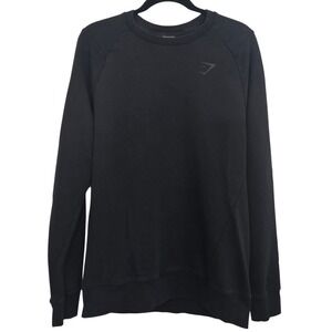 Gymshark Bold Crew Sweatshirt Men M Black Mesh Back Logo Pullover Gym Workout